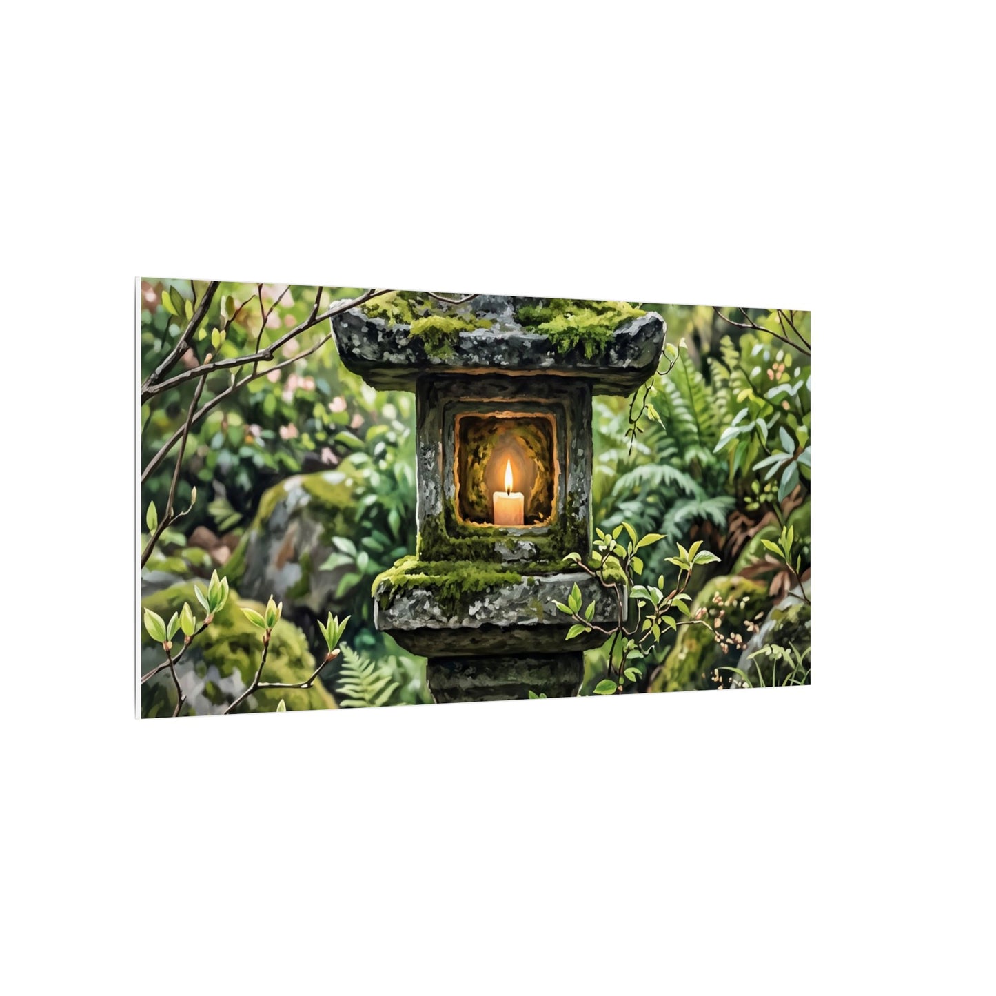 Neutral Stone Lantern Canvas Art - Japanese Pattern Japandi
