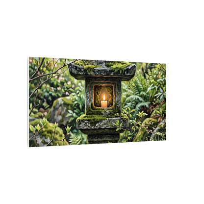 Neutral Stone Lantern Canvas Art - Japanese Pattern Japandi