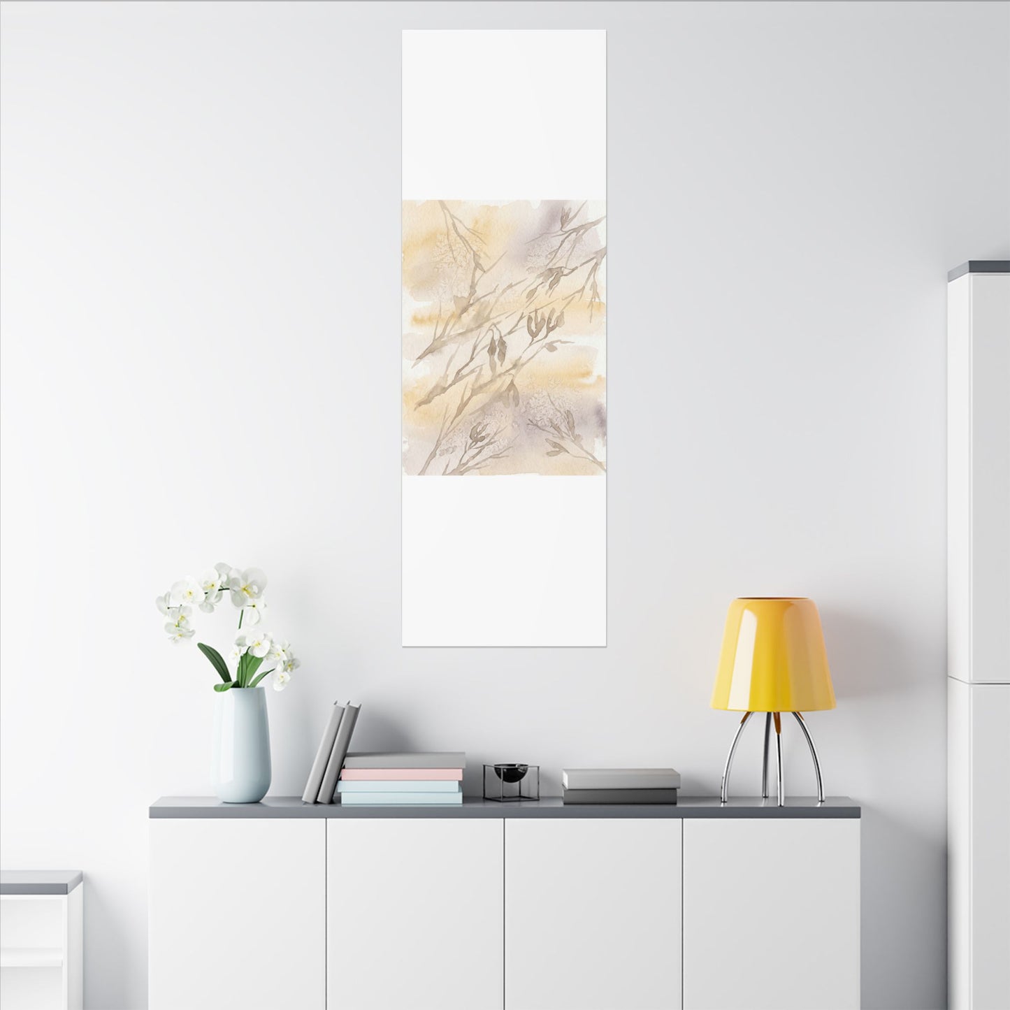 Shadow Play Winter Canvas Art | Japandi Warm Design