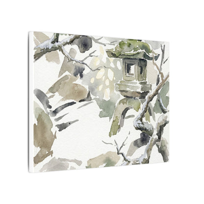 Elegant Stone Lantern Canvas Art - Watercolor Japandi