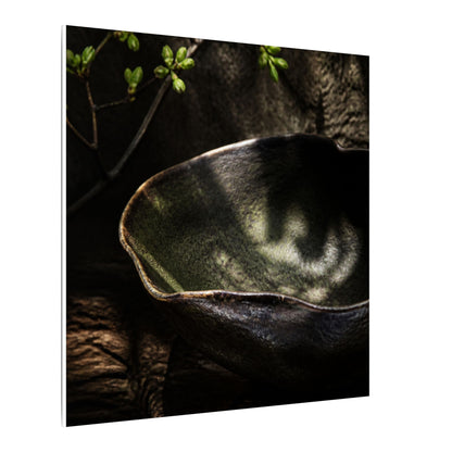 Sophisticated Ceramic Bowl Canvas Art - Dark Texture Dark Japandi