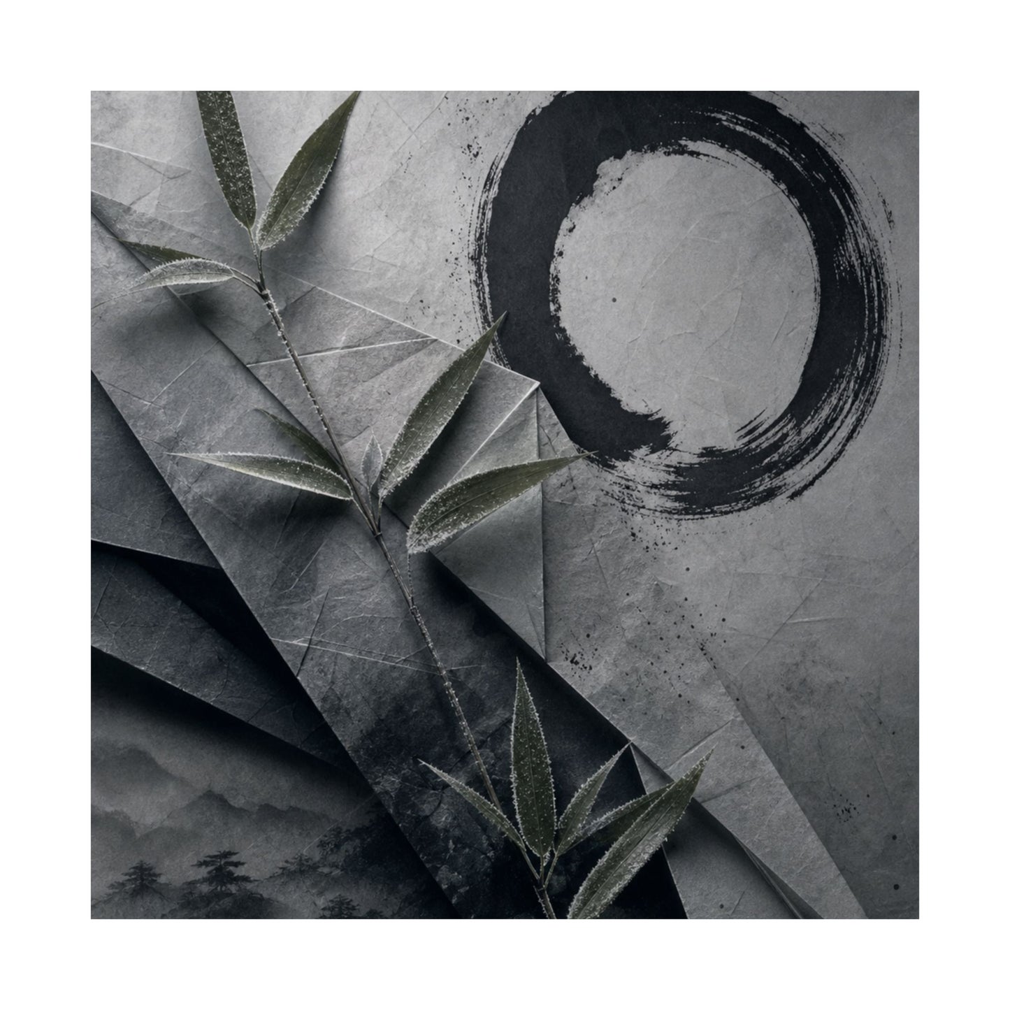 Winter Paper Fold Enso Wall Art Print | Tranquil Decor