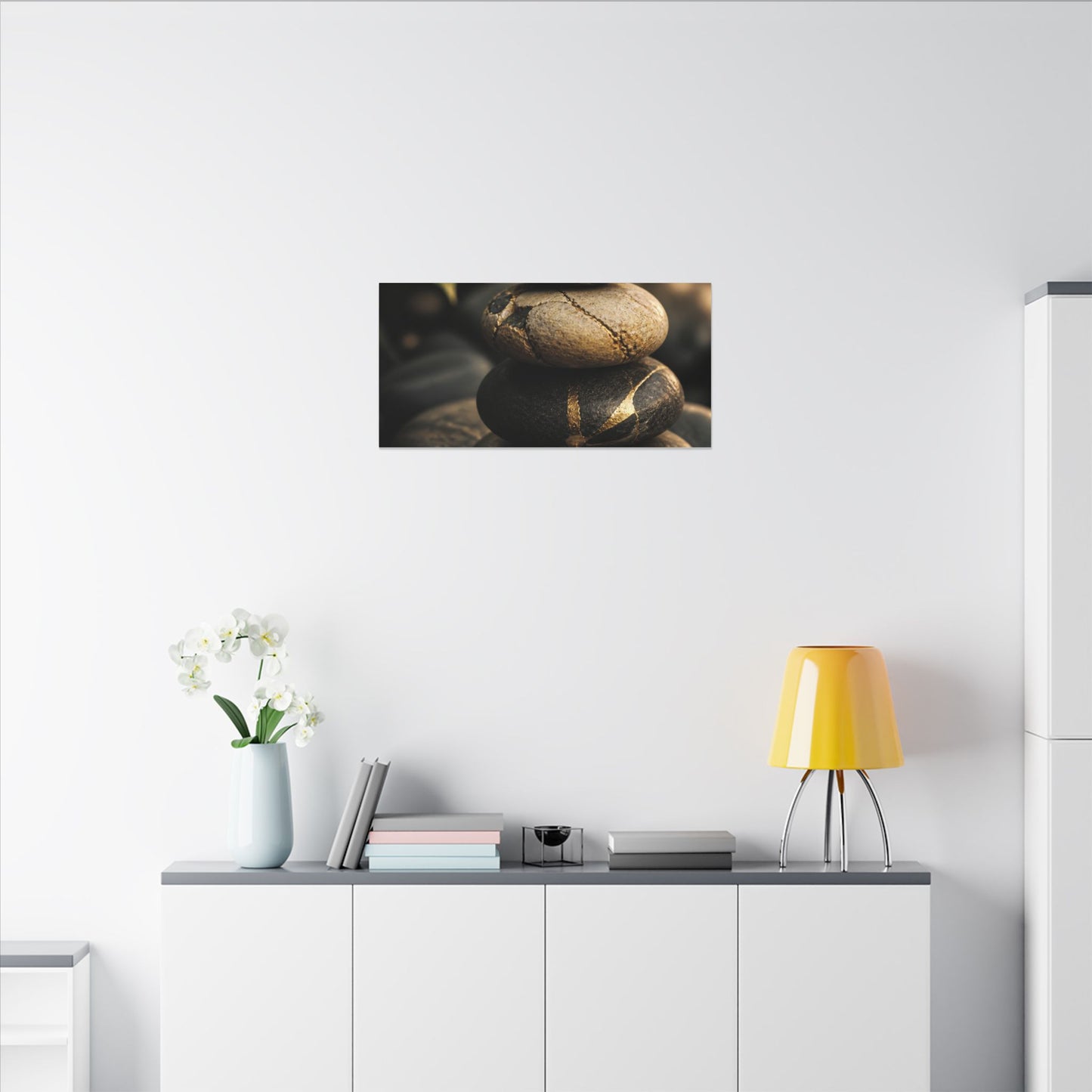 Summer River Stones Broken Beauty Canvas Art | Healing Decor
