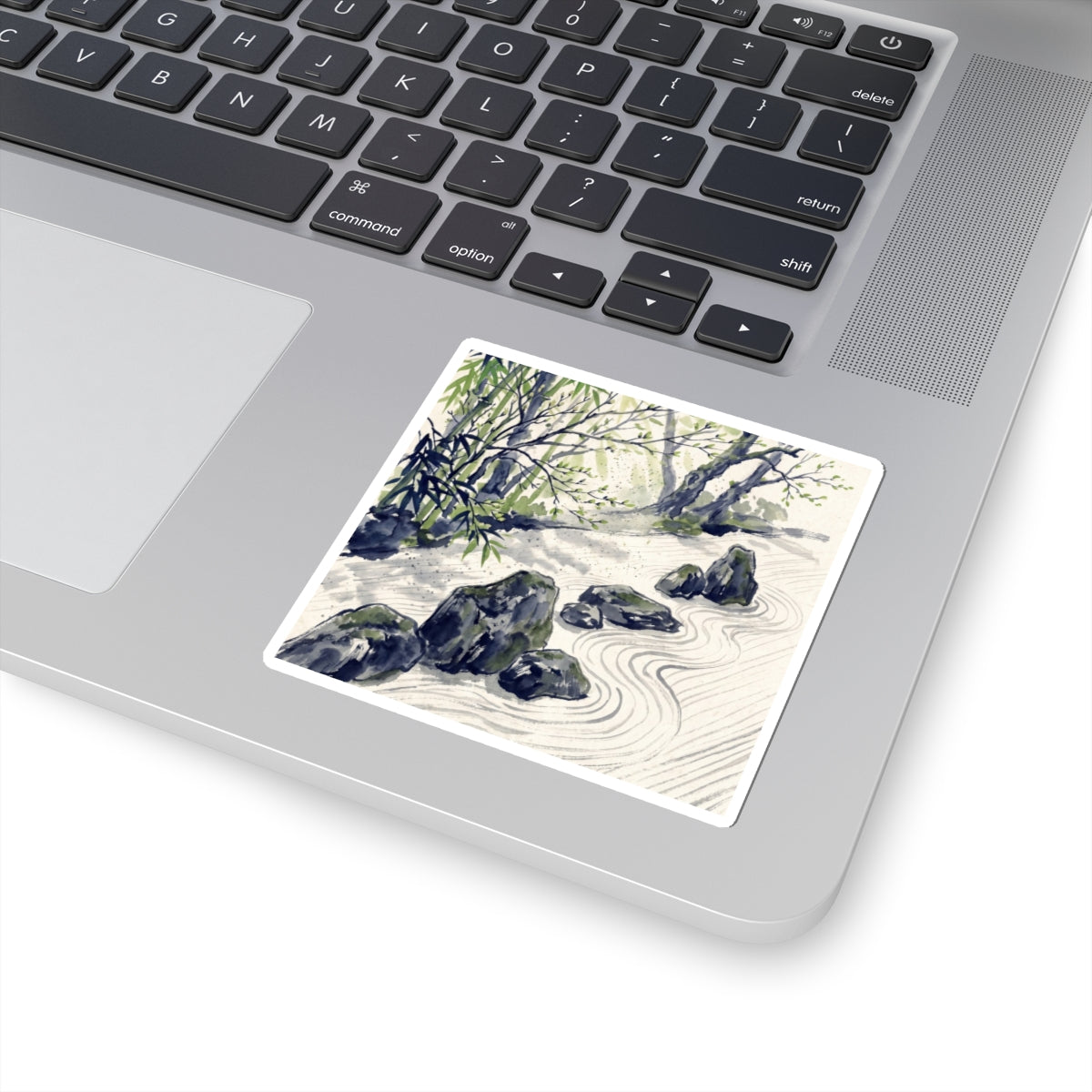 Rock Garden Sticker | Spring Zen Sumi E Art