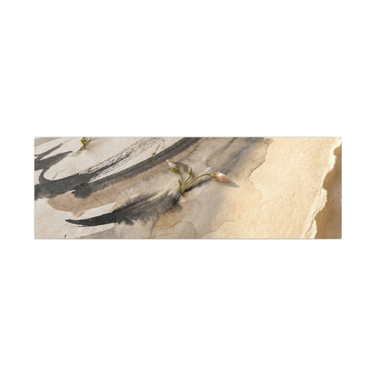 Ink Brushstroke Watercolor Canvas Art | Neutral Japandi Art