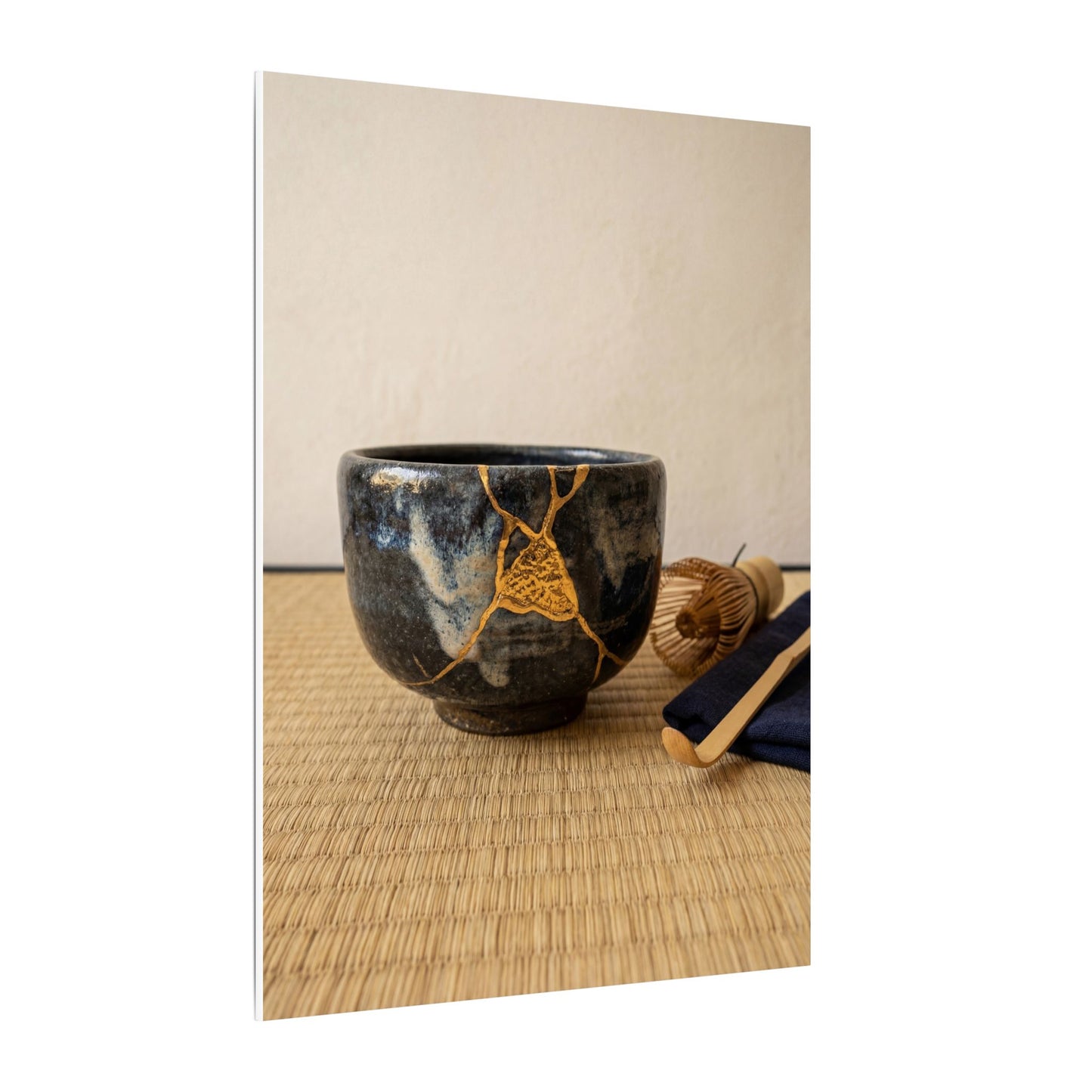 Kanso Tea Ceremony Canvas Art - Kintsugi Gold Vein
