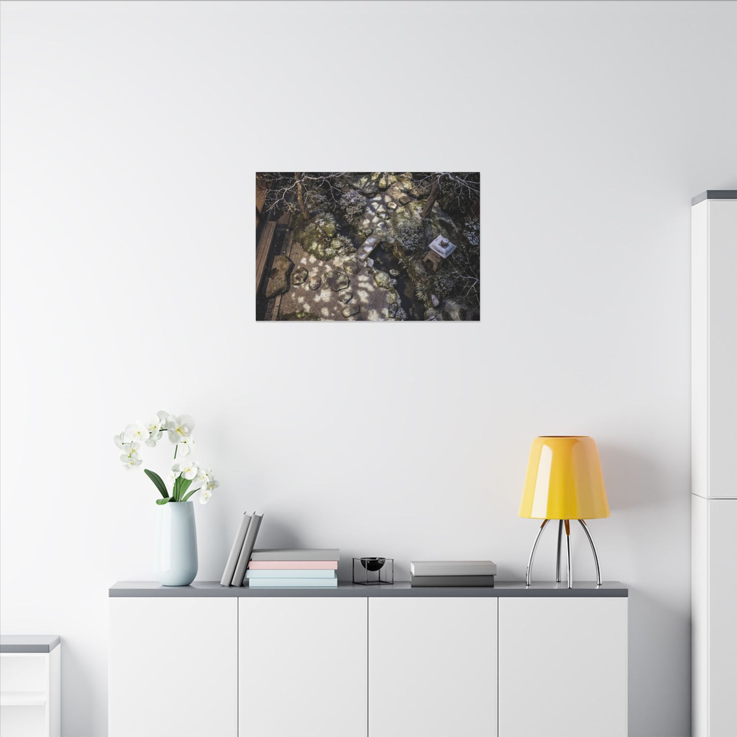 Moonlit Garden Japanese Pattern Canvas Art | Elegant Japandi Art