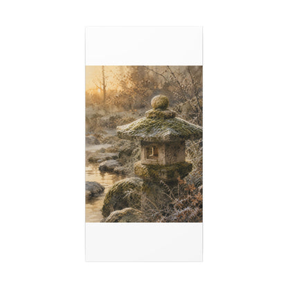 Winter Stone Lantern Watercolor Canvas Art | Earthy Decor