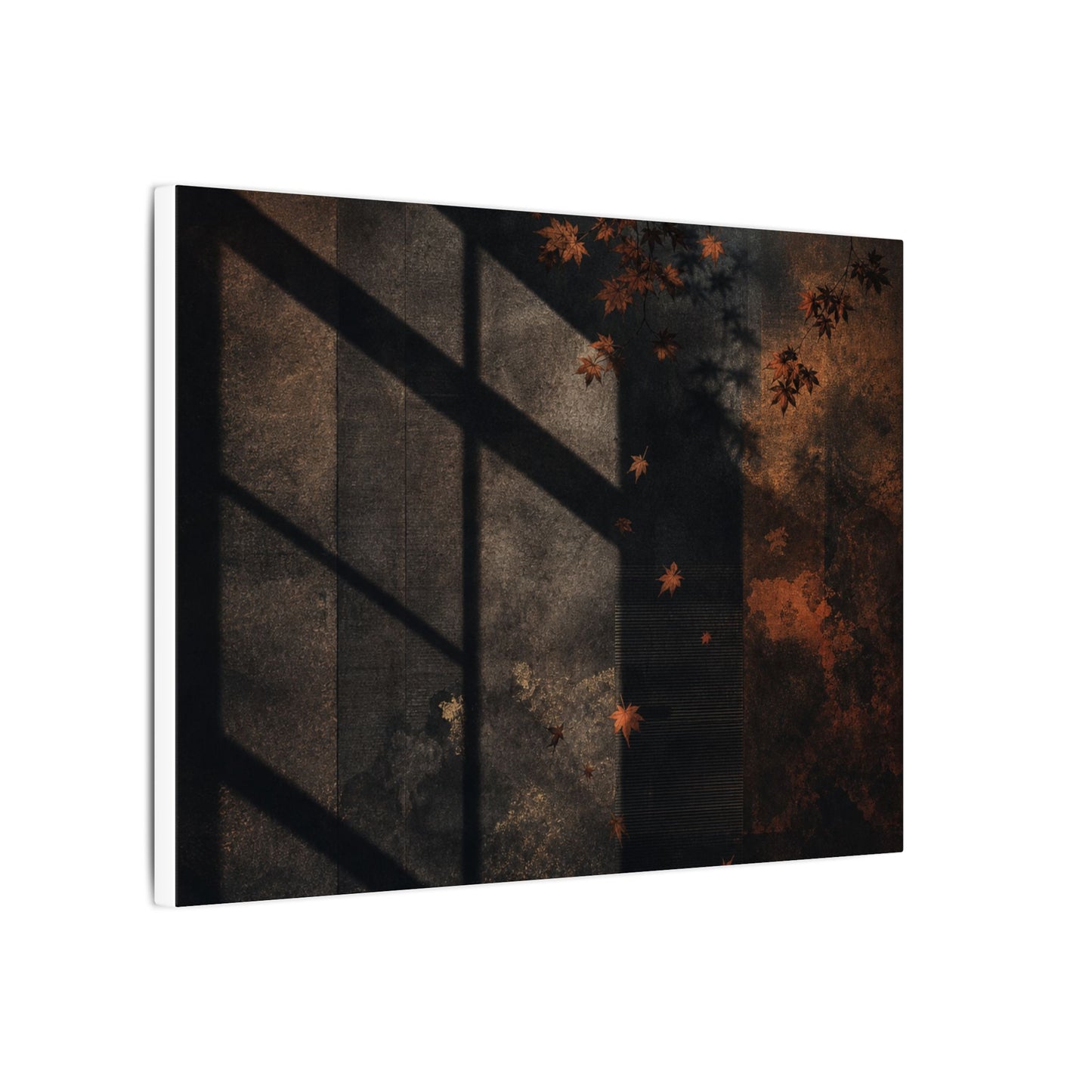 Sophisticated Shadow Play Canvas Art - Dark Texture Dark Japandi