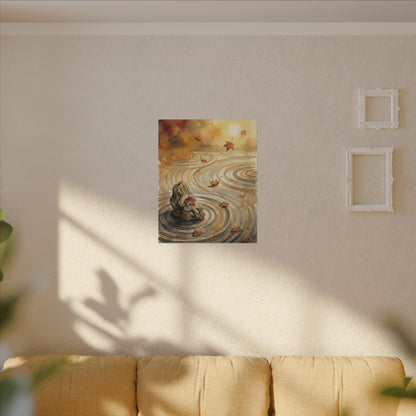 Autumn Rock Garden Watercolor Canvas Art | Neutral Decor