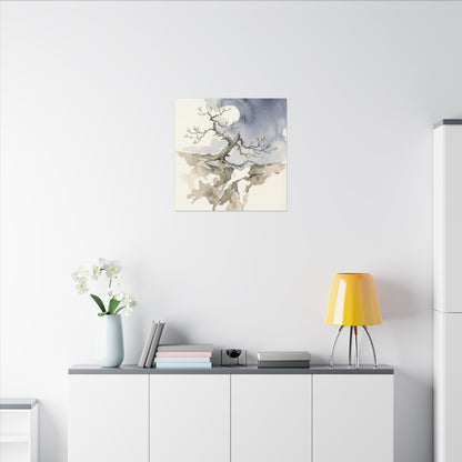 Moonlight Pine Tree Canvas Art - Japandi Ma