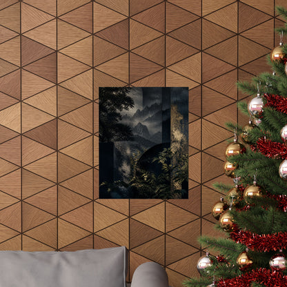 Fukinsei Mountain Mist Wall Art Print - Dark Japandi Moody Minimal