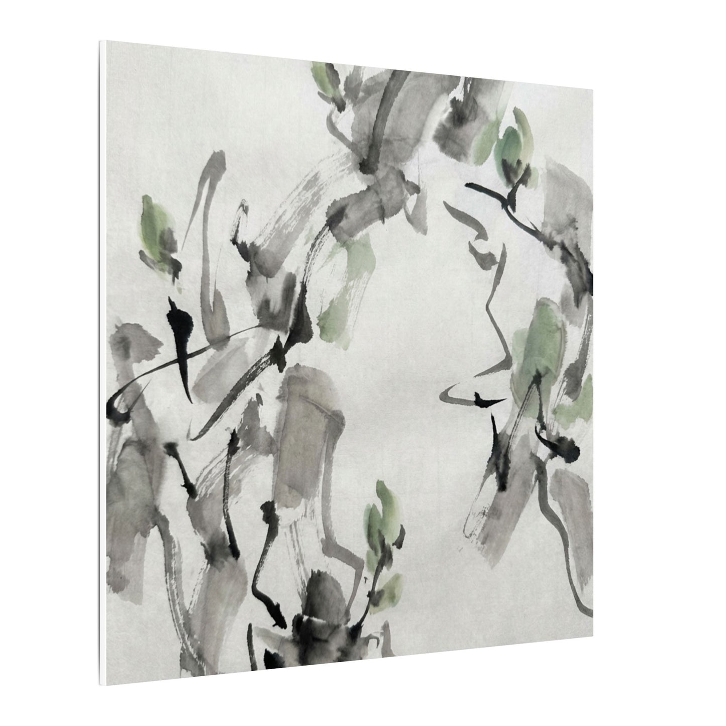 Zen Ink Brushstroke in Overcast | Sumi E Canvas Art