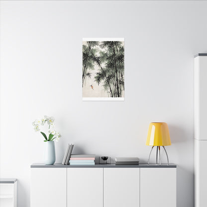 Zen Bamboo Grove in Overcast | Sumi E Canvas Art