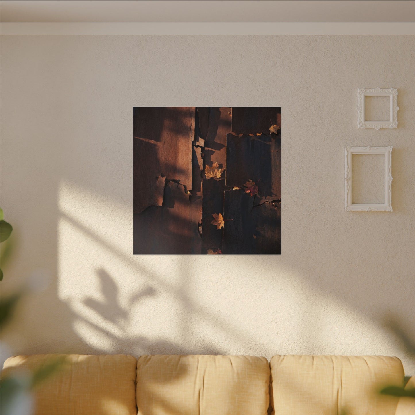 Seijaku Rust Patina Canvas Art - Dark Japandi Shadow Zen