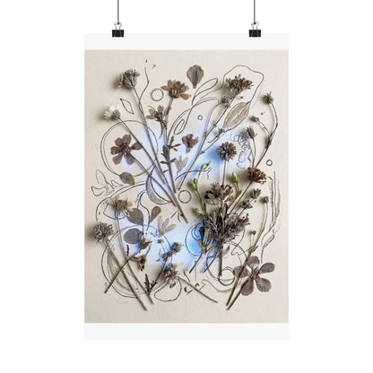 Neutral Dried Flowers Wall Art Print - Minimal Line Japandi Art Print