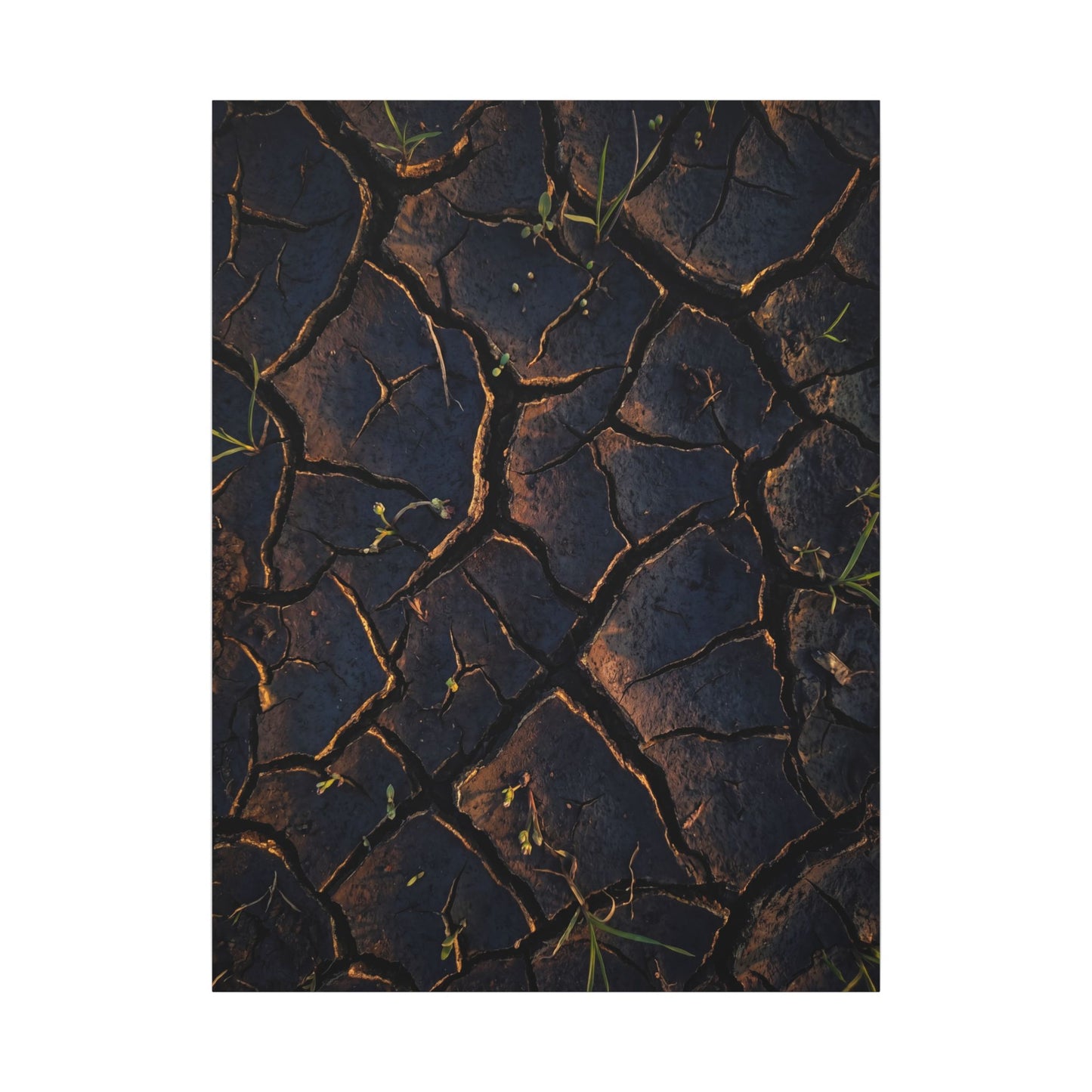 Cracked Earth Moody Minimal Canvas Art | Luxurious Dark Japandi Art