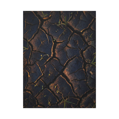 Cracked Earth Moody Minimal Canvas Art | Luxurious Dark Japandi Art