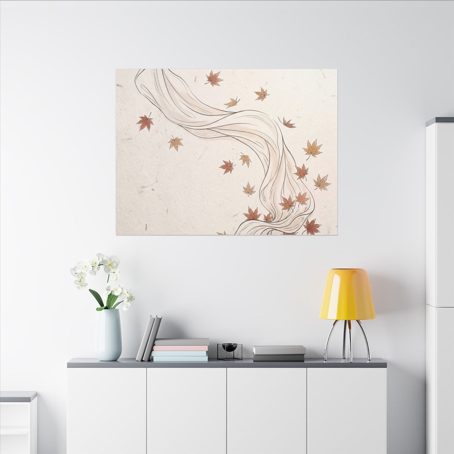 Japandi Silk Drape in Dawn | Minimal Line Canvas Art