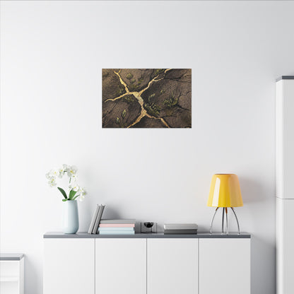 Spring Cracked Earth Charcoal Ink Canvas Art | Luxurious Decor