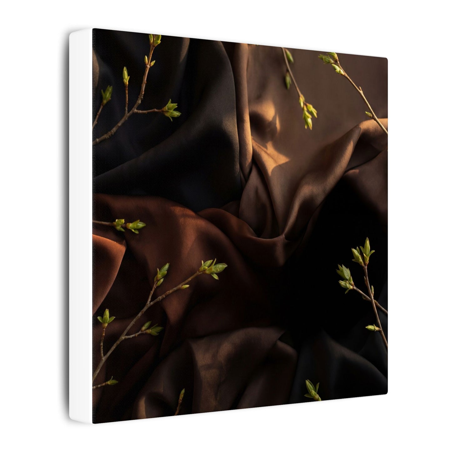 Dark Japandi Silk Drape in Golden Hour | Moody Minimal Canvas Art