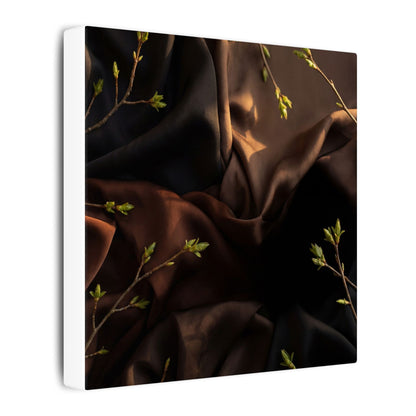 Dark Japandi Silk Drape in Golden Hour | Moody Minimal Canvas Art