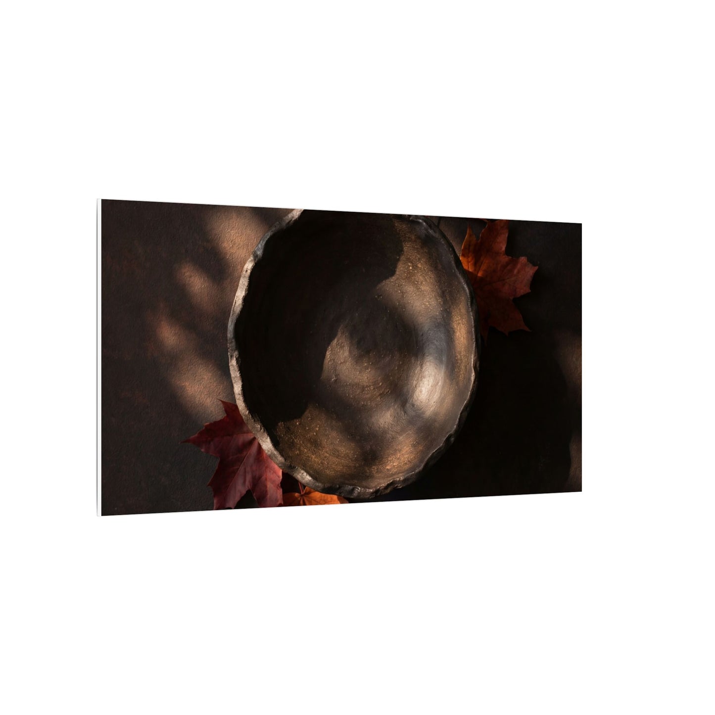 Ceramic Bowl Canvas Art | Autumn Dark Japandi Dark Texture Art