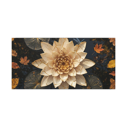Kintsugi Lotus Flower in Dappled | Gold Repair Canvas Art