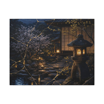 Seijaku Moonlit Garden Canvas Art - Kintsugi Gold Vein
