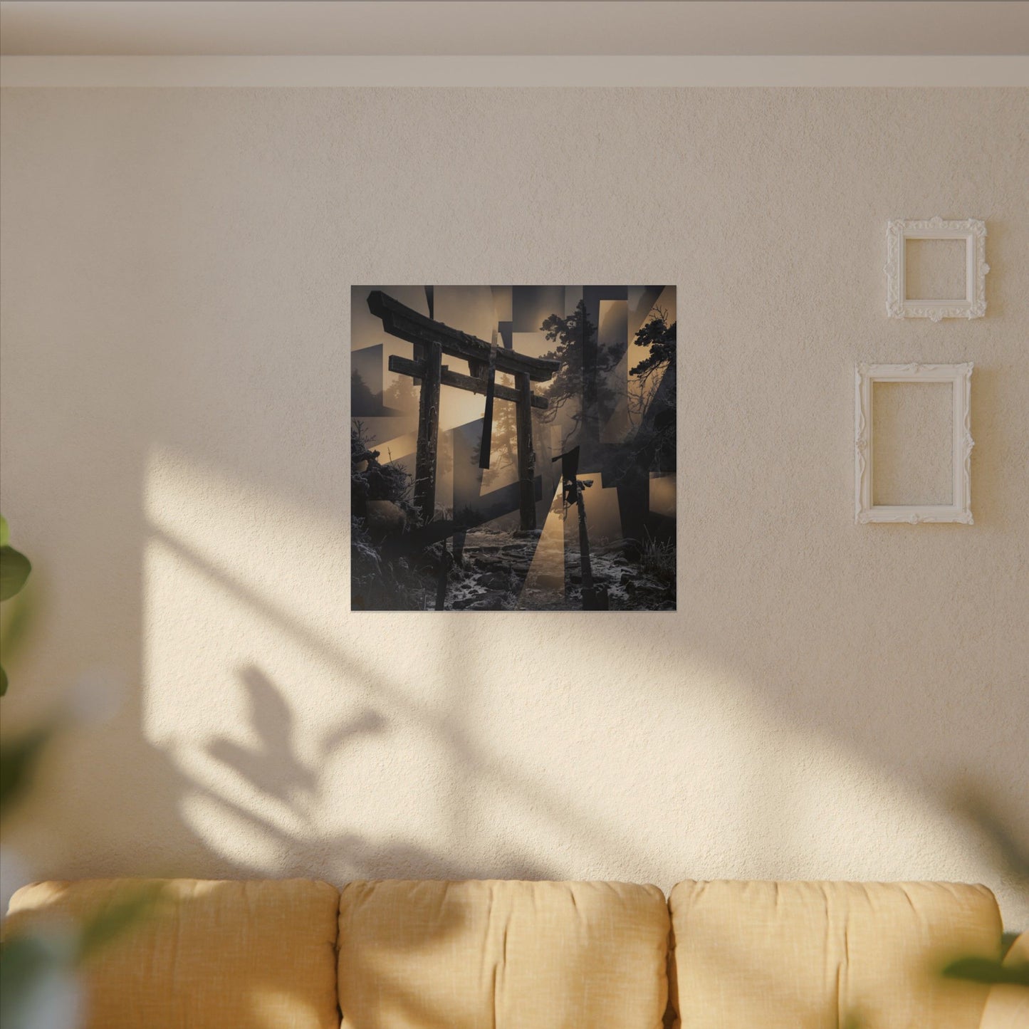 Winter Torii Gate Moody Minimal Canvas Art | Bold Decor