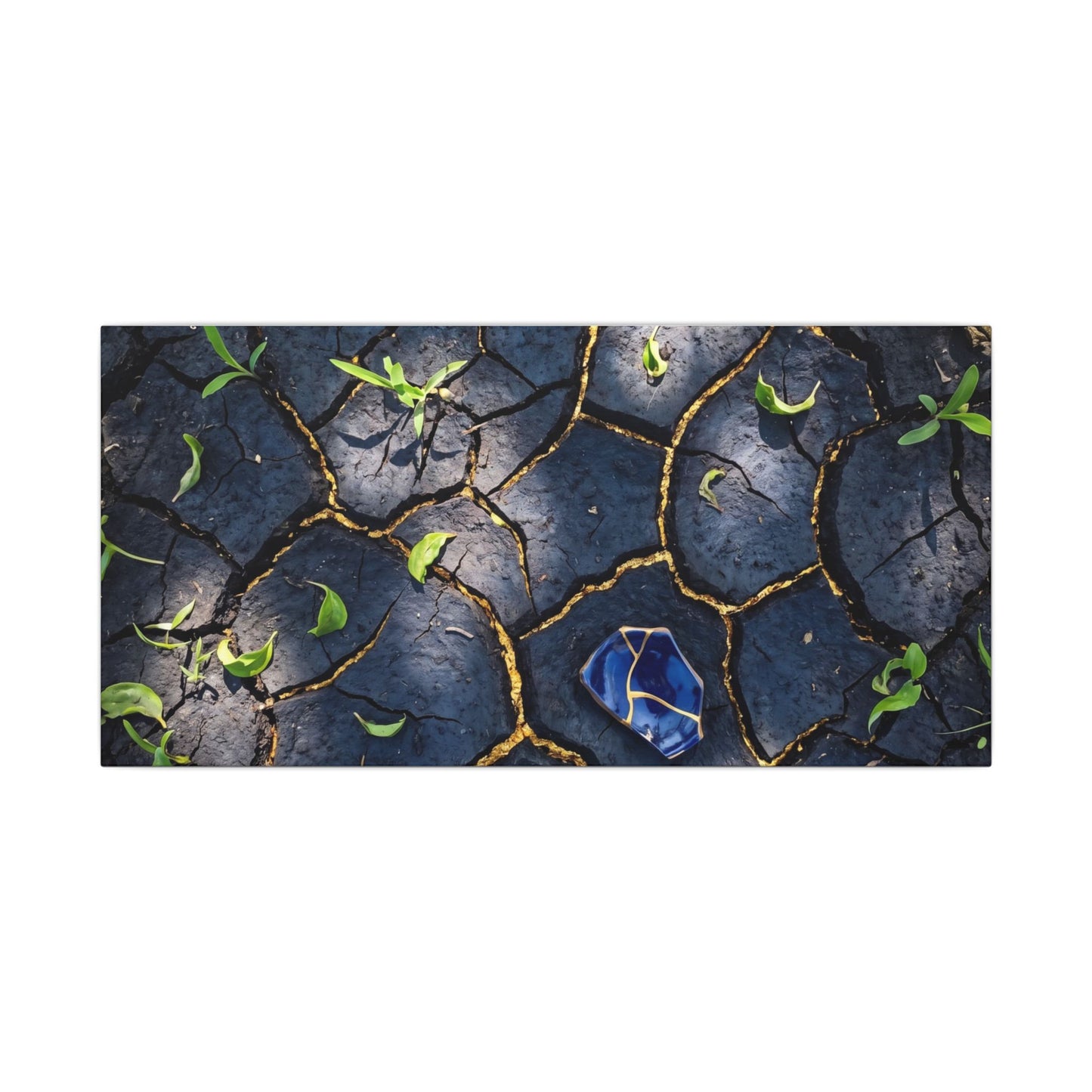 Cracked Earth Canvas Art | Spring Dark Japandi Moody Minimal Art