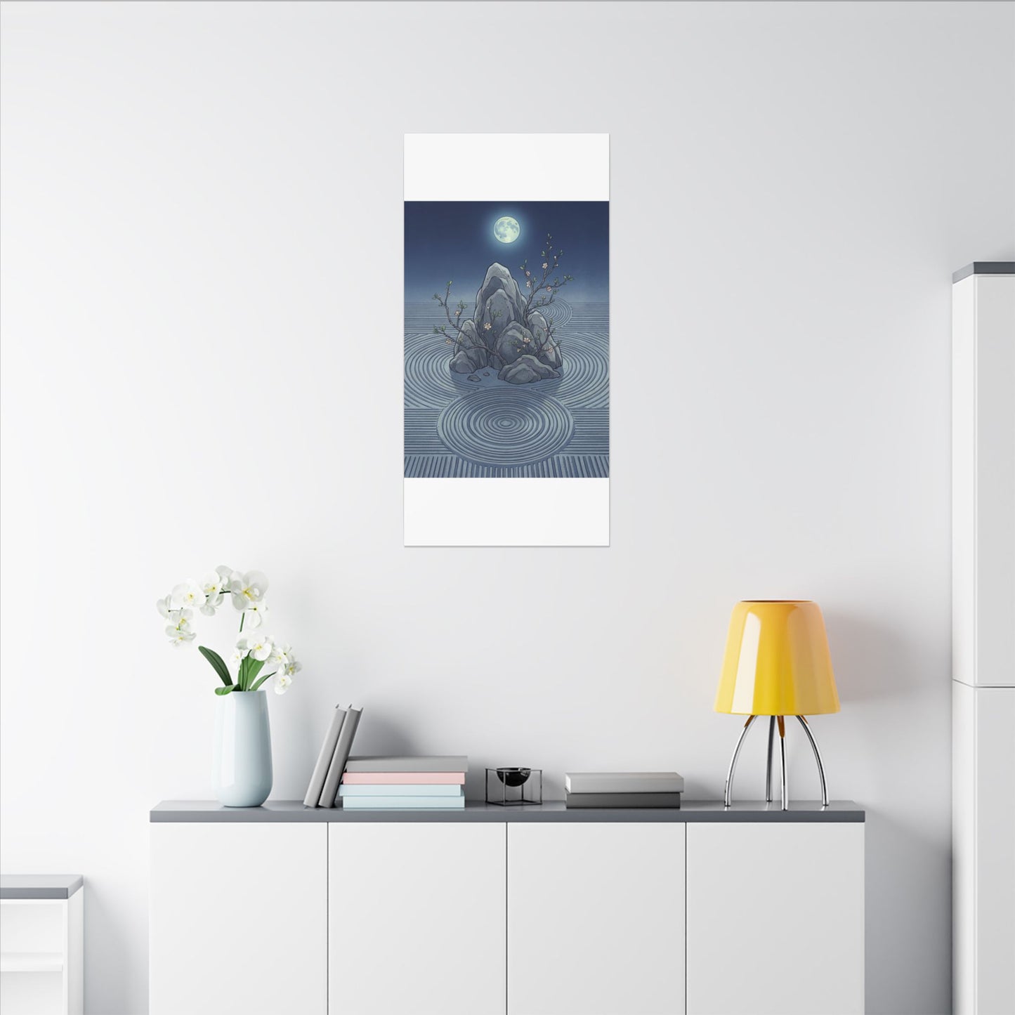 Spring Rock Garden Ukiyo E Inspired Canvas Art | Tranquil Decor