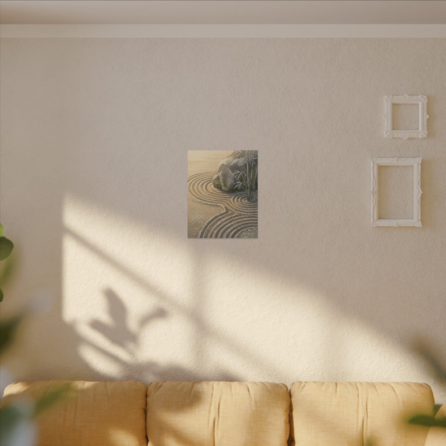 Rock Garden Winter Canvas Art | Zen Peaceful Design