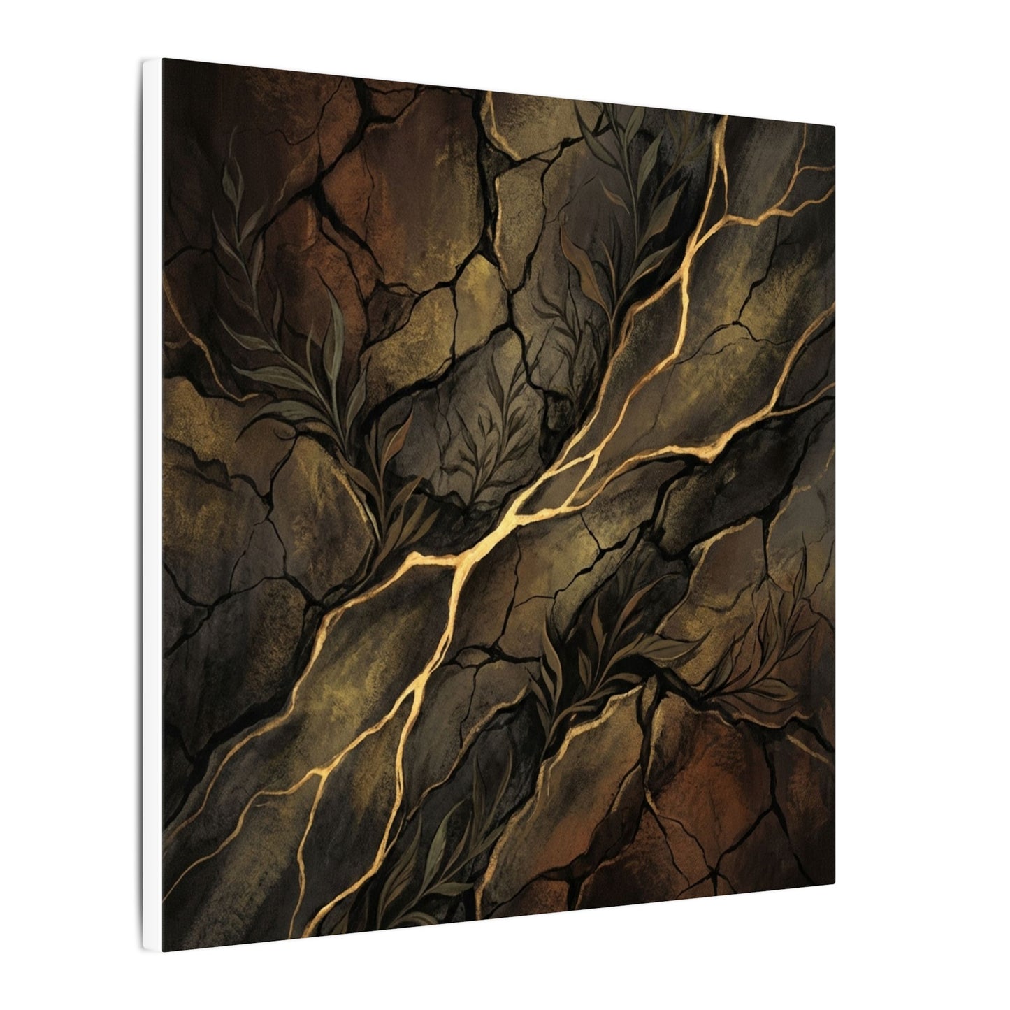 Cracked Earth Charcoal Ink Canvas Art | Bold Dark Japandi Art