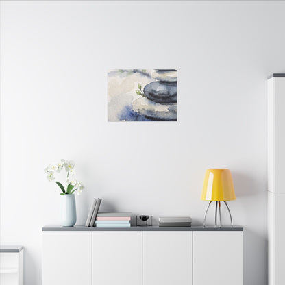 River Stones Watercolor Canvas Art | Cozy Japandi Art