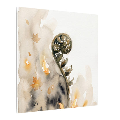Fern Unfurling Watercolor Canvas Art | Earthy Japandi Art