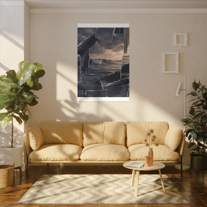 Fukinsei Ocean Wave Canvas Art - Dark Japandi Shadow Zen