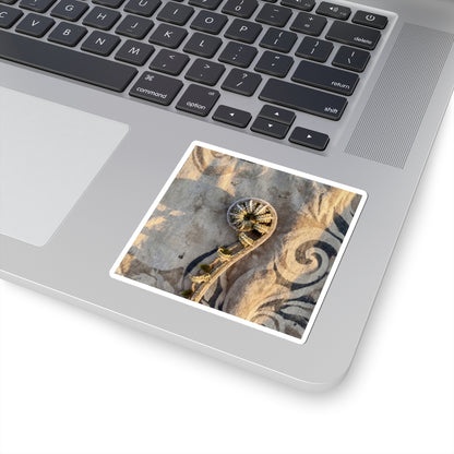 Fern Unfurling Japanese Pattern Sticker | Neutral Japandi Art
