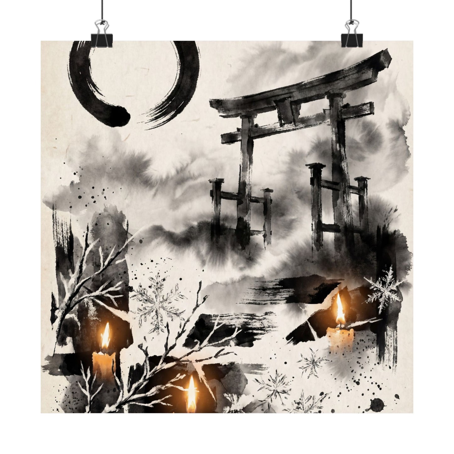 Zen Torii Gate in Candlelight | Enso Wall Art Print Art Print