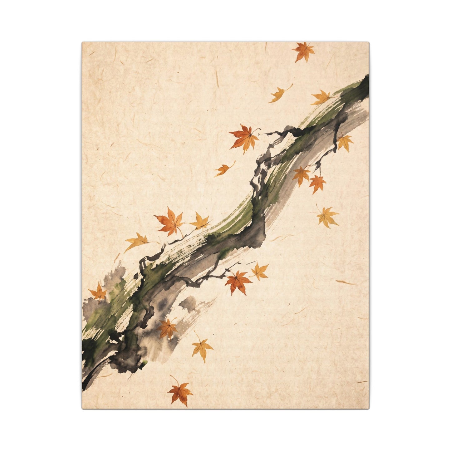 Ink Brushstroke Autumn Canvas Art | Zen Calm Design