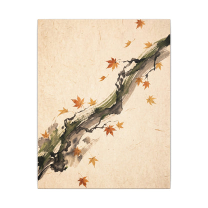 Ink Brushstroke Autumn Canvas Art | Zen Calm Design