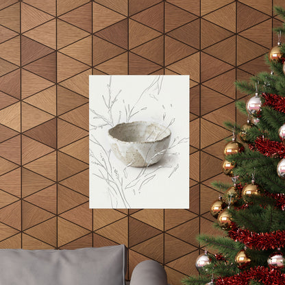 Japandi Ceramic Bowl in Overcast | Minimal Line Wall Art Print