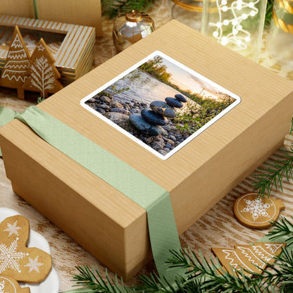 Kintsugi River Stones in Golden Hour | Gold Vein Sticker