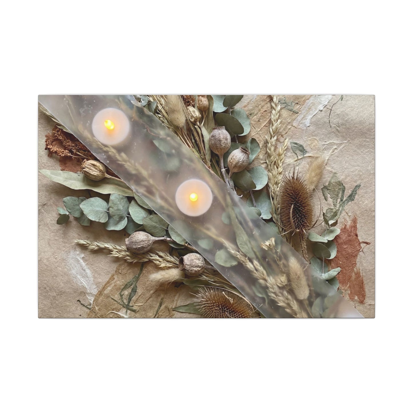 Candlelight Dried Flowers Canvas Art - Japandi Kanso