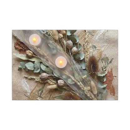 Candlelight Dried Flowers Canvas Art - Japandi Kanso