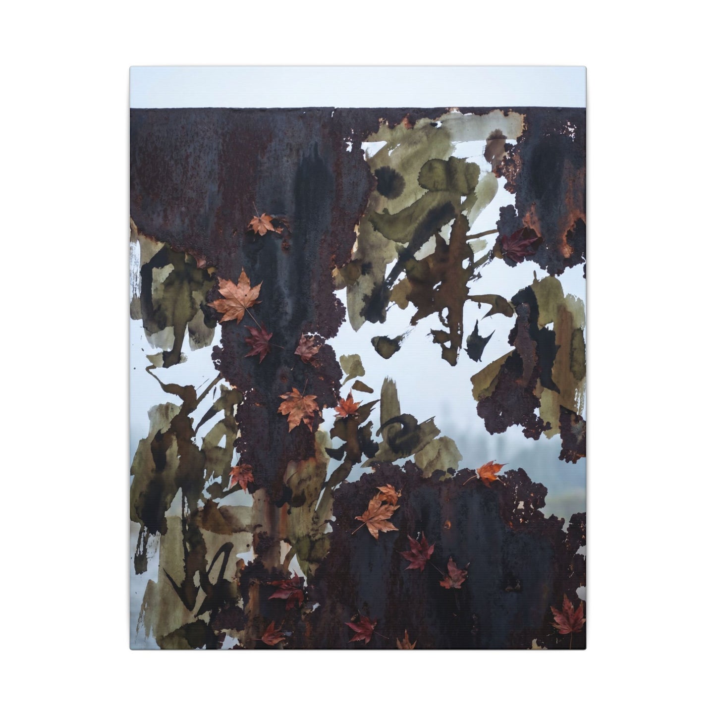 Rust Patina Charcoal Ink Canvas Art | Sophisticated Dark Japandi Art
