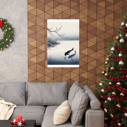 Calm Koi Pond Wall Art Print - Ukiyo E Inspired Zen