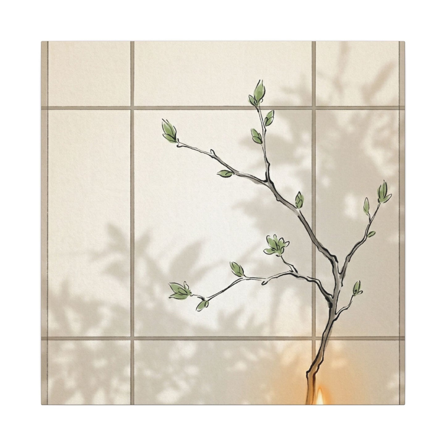 Shoji Screen Spring Canvas Art | Japandi Cozy Design