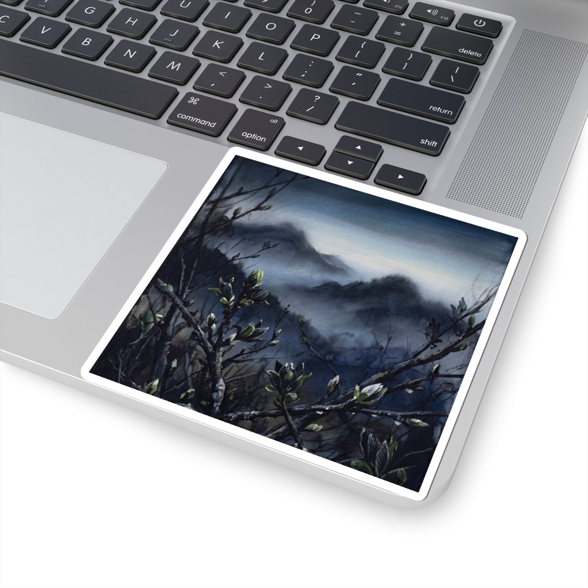 Shibui Mountain Mist Sticker - Dark Japandi Dark Texture Art Print