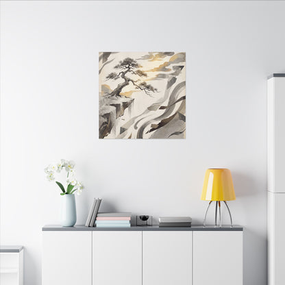 Golden Hour Pine Tree Canvas Art - Japandi Seijaku